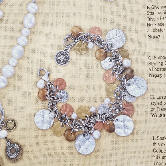 *SALE* Silpada Sterling Silver Bronze Copper Coin Pearl Cha Cha Bracelet B1853 - Picture 5 of 15